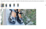 Anokhinaliza Black Punk Chunky Designer Platform Mary Janes Heels Shoes Women Patent Leather Square Toe Buckle Goth High Heels Women Pumps