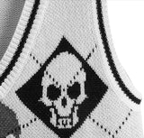 Anokhinaliza Skulls Graphic Sweater Vest Y2K Vintage Autumn Winter Women Knitted Cropped Tank Top Preppy Style Gothic Pullovers Jumper