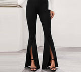 Anokhinaliza Valentine's Day Women Flared Trousers Fashion High Waist Bell-bottoms Elegant Skinny Solid Slit Long Pants Casual Office Streetwear