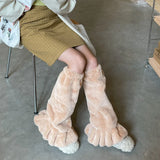 Anokhinaliza Winter Sweet Leg Warmers Macaron Plush Fur Warm Harajuku Boot Cuffs Warmer JK Lolita Sock Sets Thickened Thigh Garter Leg Warmer