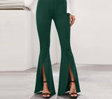 Anokhinaliza Valentine's Day Women Flared Trousers Fashion High Waist Bell-bottoms Elegant Skinny Solid Slit Long Pants Casual Office Streetwear