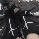 Anokhinaliza Leg Warmers Lolita Goth Punk Cross Gothic Harajuku Socks Japanese JK Y2k Accessories Hot Girl Leg Set Black Socks Boot Cuff