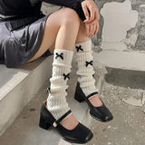 Anokhinaliza New Japanese Bow JK Knitted Leg Socks Wool Pile Socks Leg Warmer Y2k Punk Harajuku Leg Cover Pile Socks Korean Leg Socks