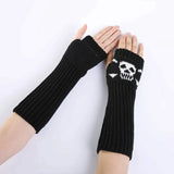 Anokhinaliza Skull Stockings Gloves Set Punk Women Harajuku Dark Gothic Y2K Long Socks Knee Lolita Girls High Socks Cosplay Accessories