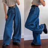 Anokhinaliza Korean Style Women Jeans Denim Boot Cut Wide Leg Jean Boots Fashion Loose Long Length Streetwear Female Pants Casual Solid Pants