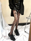 Anokhinaliza 1 Fishing net sock female black silk sock bone dark Halloween net sock skull Pantyhose black silk Spider web sock