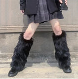 Anokhinaliza Kawaii Bow Knot Leg Warmers Thickened Imitation Rabbit Fur Women Leggings Boots Cover Lolita Punk Harajuku Party Accessories