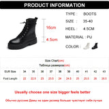 Rimocy White Black PU Leather Ankle Boots Women Autumn Winter Round Toe Lace Up Shoes Woman Fashion Motorcycle Platform Botas