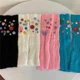 Anokhinaliza Cute Japanese Candy Color Leg Socks Korean Accessories Y2K Handmade Button Leg Warmers Cover Knitted Warm Pile Socks  Kawaii