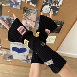 Anokhinaliza Women Cute Arm Warmer Colorful Letter Label Y2k Girl Arm Covers Warm Harajuku Cuffs Knitted Fingerless Gloves JK Accessories