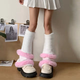 Anokhinaliza Winter Plush Thickened Kwaii Leg Warmers Lolita Cute JK Leg Covers Gothic Leg Socks Y2K Calf Socks Warm Leg Boot Cuffs Sock