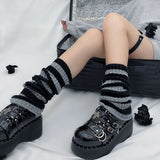 Anokhinaliza Leg Warmers Zipper Japanese Jk Boots Socks Thigh Punk Y2K Leg Warmers Sring Boot Cuffs Warmer Lolita Knit Socks Tube Knit Socks