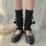 Anokhinaliza Leg Warmers Zipper Japanese Jk Boots Socks Thigh Punk Y2K Leg Warmers Sring Boot Cuffs Warmer Lolita Knit Socks Tube Knit Socks