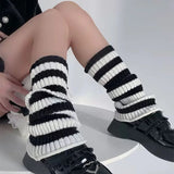 Anokhinaliza Korean Pink Punk Women Leg Warmers Stripe Japanese Boot Cuffs Knit Leg Spreader Gothic JK Harajuku Long Cable Flared Socks