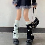 Anokhinaliza AB Star Knitted Leg Warmers Y2K Gothic Harajuku Women Japanese Socks Hot Girl Accessories High Tube Calf Socks Boots Cover Socks