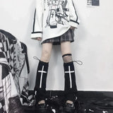 Anokhinaliza Leg Warmers Lolita Goth Punk Cross Gothic Harajuku Socks Japanese JK Y2k Accessories Hot Girl Leg Set Black Socks Boot Cuff