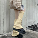 Anokhinaliza New Gothic Knitted Leg Warmers Y2k Color Blocking Jk Lolita Pile Calf Sock Harajuku Socks Wide-leg Horn Leg Cover JK Accessories