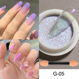 Mirror Nail Powder Pigment Pearl White Rubbing on Nail Art Glitter Dust Chrome Aurora Blue Manicure Holographic Decorations