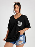 Anokhinaliza Plus Size T Shirt 4XL Fashion Women Half Sleeve V Neck Black Oversized Casual Blouse Summer Elegant Solid Ladies Tops