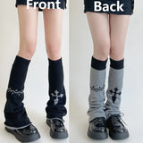 Anokhinaliza New Leg Warmers Cross Chain Leg socks Y2k Japanese Punk Hot Girl Dark Women Harajuku Gothic Cable Knit Socks Cosplay Accessories