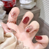 Anokhinaliza 24pcs Bridal Nail Art tips with design press on nails long false nails glue coffin nail tips Rhinestones Glitter stick on nails