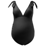 Anokhinaliza Maternity Swimsuits One Piece V-Neck Hollow Out Monokini Summer Beach Swimwear Bathing Suit For Pregnancy Women