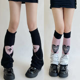 Anokhinaliza Double Knitted Leg Cover Love Cross Hot Girl Y2k Wide Leg Socks Polyester Punk Leg Warmers  Harajuku Y2K Gothic AB Leg Socks