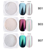 Mirror Nail Powder Pigment Pearl White Rubbing on Nail Art Glitter Dust Chrome Aurora Blue Manicure Holographic Decorations