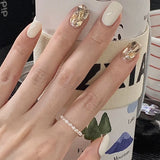 Anokhinaliza 24pcs Bridal Nail Art tips with design press on nails long false nails glue coffin nail tips Rhinestones Glitter stick on nails