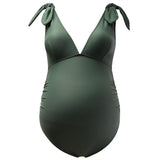 Anokhinaliza Maternity Swimsuits One Piece V-Neck Hollow Out Monokini Summer Beach Swimwear Bathing Suit For Pregnancy Women