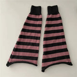 Anokhinaliza Korean Pink Punk Women Leg Warmers Stripe Japanese Boot Cuffs Knit Leg Spreader Gothic JK Harajuku Long Cable Flared Socks