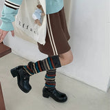 Anokhinaliza Vintage Striped Wool Leg Socks Harajuku Hot Girl Beggar Leg Warmers Y2k Punk Knitted Leg Cover Japanese Accessories