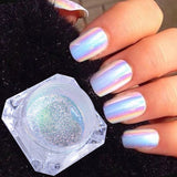 Mirror Nail Powder Pigment Pearl White Rubbing on Nail Art Glitter Dust Chrome Aurora Blue Manicure Holographic Decorations