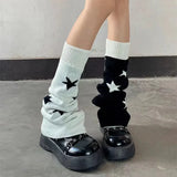 Anokhinaliza Y2K Punk Knitted Leg Warmers Star Gothic Cross Harajuku Women Heart Socks Calf Socks Boots Cover Socks Halloween Accessories