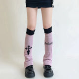 Anokhinaliza New Leg Warmers Cross Chain Leg socks Y2k Japanese Punk Hot Girl Dark Women Harajuku Gothic Cable Knit Socks Cosplay Accessories