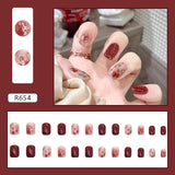 Anokhinaliza 24Pcs/Box Red Ballerina Fake Nails Press On Nial Art Tips False Nails Press On Nails Coffin Artificial Nails