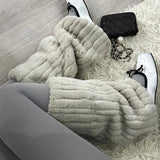 Anokhinaliza Thickened Imitation Mink Fur Boots Leg Warmers Women Punk Plush Warm Leggings Boots Cover Mid Length Socks Harajuku Party Socks