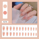 Anokhinaliza 24pcs/box Fake Nails Press on Short Reusable with Designs Set French Artificial Pink kawaii False Tipsy Stick-on Nails Tips Art