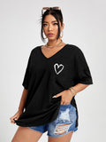 Anokhinaliza Plus Size T Shirt 4XL Fashion Women Half Sleeve V Neck Black Oversized Casual Blouse Summer Elegant Solid Ladies Tops