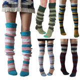 Anokhinaliza Women's Wool Knee Socks Leg Warmers Fashion Y2K Leggings Striped Long Knee Knitted Stacked Socks Women Winter Accessories