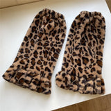 Anokhinaliza Sexy Leopard Print Fur Leg Warmers Y2K Socks Thigh High Socks Harajuku Boot Cuffs Socks Zebra Lolita Socks Thigh Garter Socks