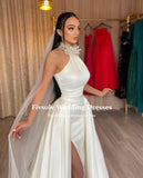 Anokhinaliza Fivsole Wedding Dresses Princess A-line Princesa O-neck Sleeveless Side Split With Pearls Satin Bridal Gowns Vestido De Noiva