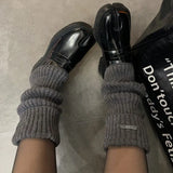 Anokhinaliza New Punk Women Knitted Leg Warmers Calf Socks Vintage Winter Japanese Harajuku Pile Long Leg Covers Medium Socks Y2K Accessories