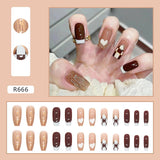 Anokhinaliza 24Pcs/Box Red Ballerina Fake Nails Press On Nial Art Tips False Nails Press On Nails Coffin Artificial Nails