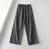 Anokhinaliza Women Casual Joggers Tech Pants Vintage Solid Low Waist Drawstring Baggy Trousers Y2K Wide Leg Sweatpants Streetwear Cargo Pants