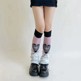 Anokhinaliza Double Knitted Leg Cover Love Cross Hot Girl Y2k Wide Leg Socks Polyester Punk Leg Warmers  Harajuku Y2K Gothic AB Leg Socks