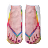 Anokhinaliza High Quality Women's Socks Herringbone Sandals Socks Funny Three-Dimensional Printed Nail Clip Slipper Shoe Pattern Funny Socks