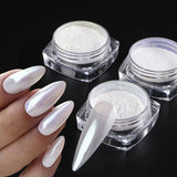 Mirror Nail Powder Pigment Pearl White Rubbing on Nail Art Glitter Dust Chrome Aurora Blue Manicure Holographic Decorations