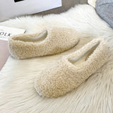 Anokhinaliza Winter Luxury Lambwool Moccasins Femme Cotton Shoes New Women Warm Plush Loafers Curly Sheep Fur Flats Woman Shoes Slippers