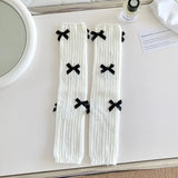 Anokhinaliza New Japanese Bow JK Knitted Leg Socks Wool Pile Socks Leg Warmer Y2k Punk Harajuku Leg Cover Pile Socks Korean Leg Socks